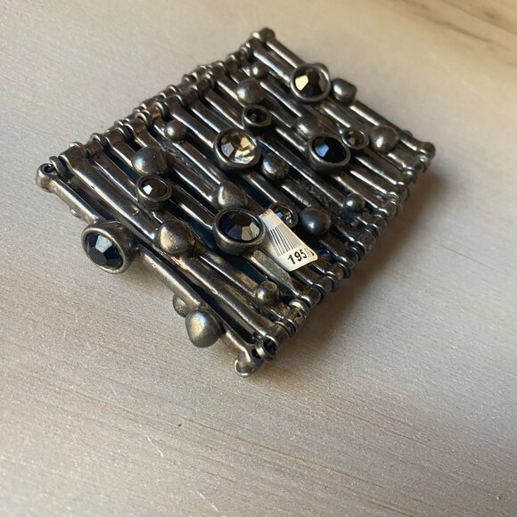 NWT Avant Garde Paris Silver tone Swarovski Crystal Brutalist Stretch Bracelet - Picture 7 of 10